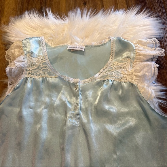 Vintage Night moves satiny sleep top lace blue size large 60s - Picture 2 of 7